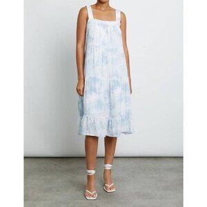 Rails Amaya Cascade Tie Dye Midi Dress size Medium Blue Gauze Tiered Vacation